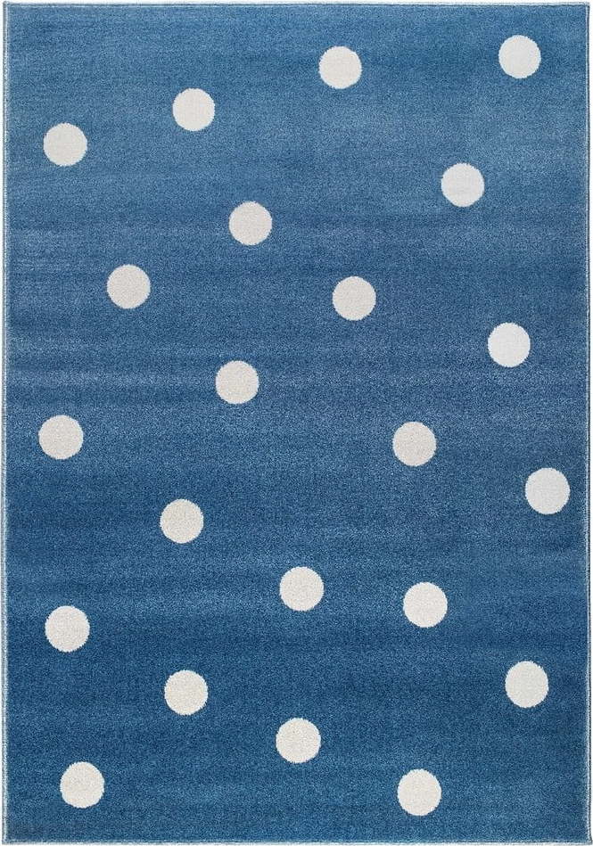 Modrý koberec s puntíky KICOTI Peas