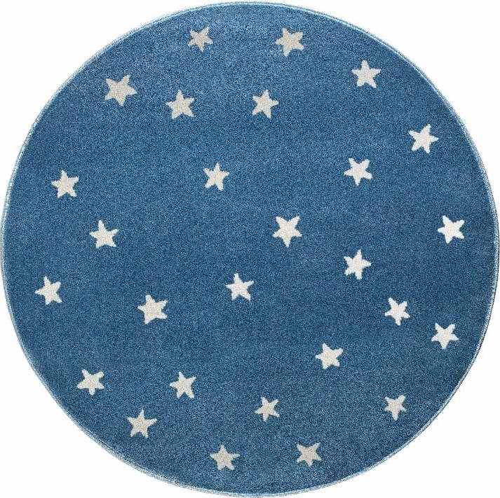 Modrý kulatý koberec s hvězdami KICOTI Azure