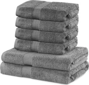 Set 2 bavlněných šedých osušek a 4 ručníků DecoKing Marina DecoKing
