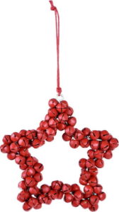 Červená závěsná dekorativní hvězda z kovových rolniček Ego Dekor Bells