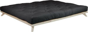 Dvoulůžková postel z borovicového dřeva s matrací Karup Design Senza Double Latex Natural Clear/Black