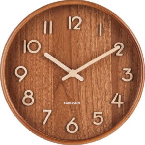 Hnědé nástěnné hodiny z lipového dřeva Karlsson Pure Small