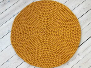 Hořčicově žlutý kuličkový vlněný koberec Wooldot Ball Rugs