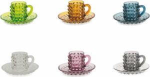 Sada 6 barevných šálků na kávu s podšálky Villa d'Este Diamond Villa d'Este