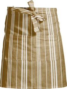 Žlutě pruhovaná zástěra s příměsí lnu Linen Couture Delantal White Stripes Linen Couture