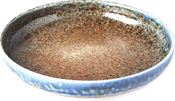 Béžovo-modrý keramický talíř se zvednutým okrajem MIJ Earth & Sky