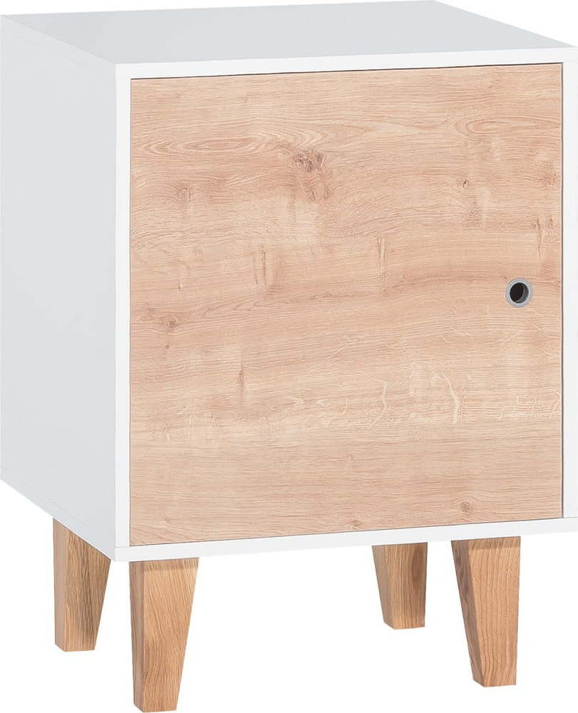 Bílá skříňka s dřevěnými dvířky Vox Concept VOX