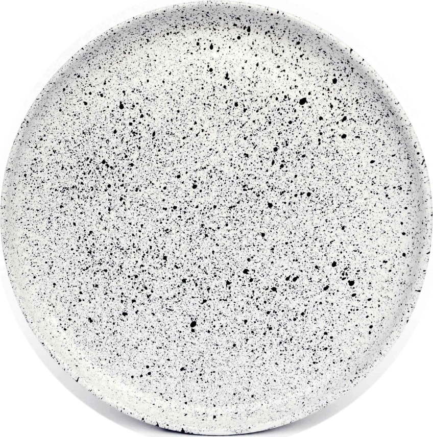 Bílo-černý kameninový velký talíř ÅOOMI Mess