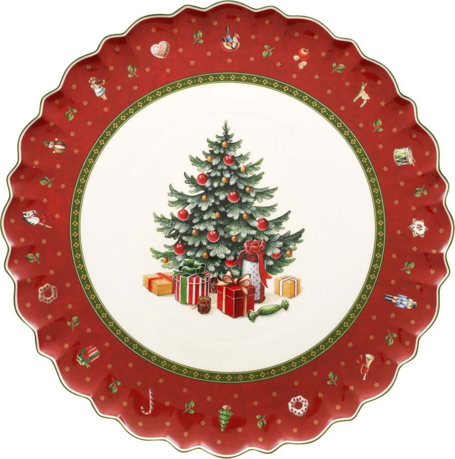 Bílo-červený porcelánový vánoční talíř Toy's Delight Villeroy&Boch