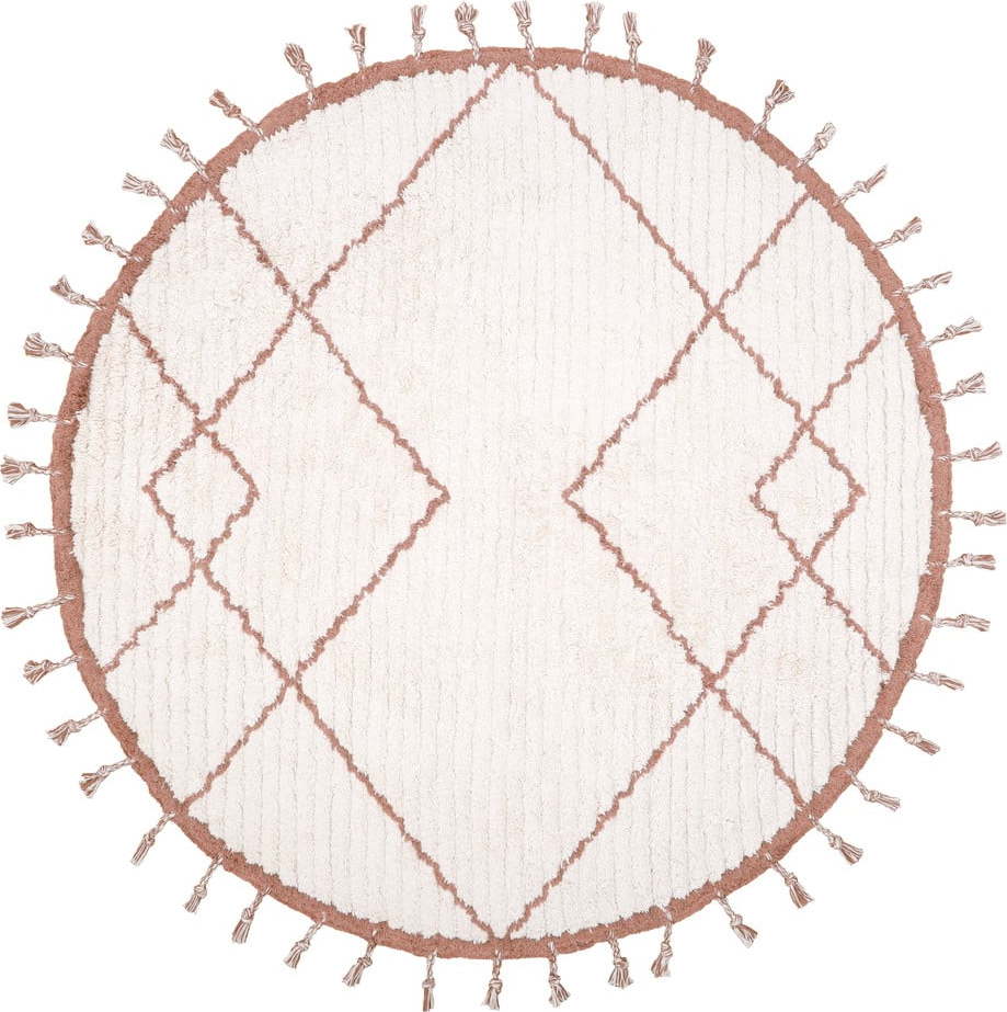 Bílo-hnědý bavlněný ručně vyrobený koberec Nattiot