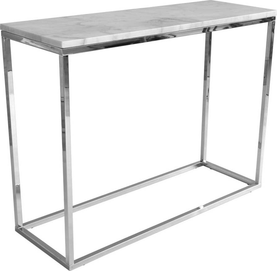 Bílý mramorový konzolový stolek s chromovaným podnožím RGE Accent RGE