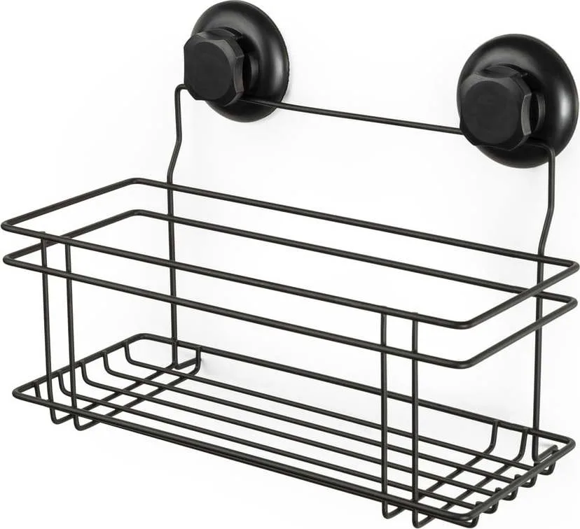 Černá samodržící nástěnná koupelnová polička Compactor Bestlock Black All Purpose Holder, 30 x 20,5 cm