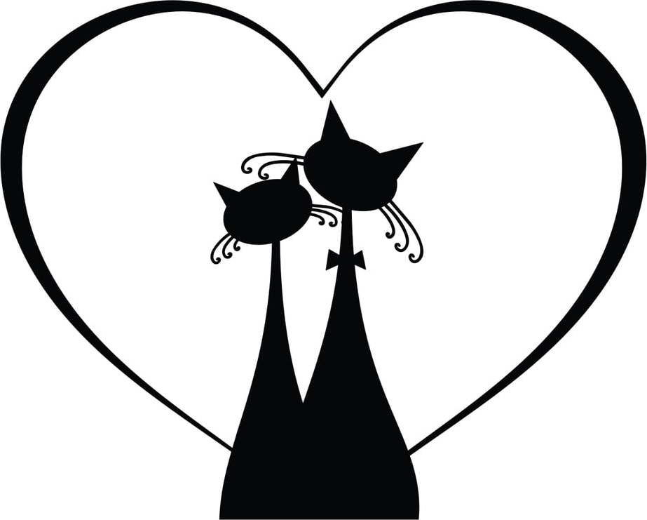 Černá samolepka na vypínač Ambiance Cat Couple Ambiance