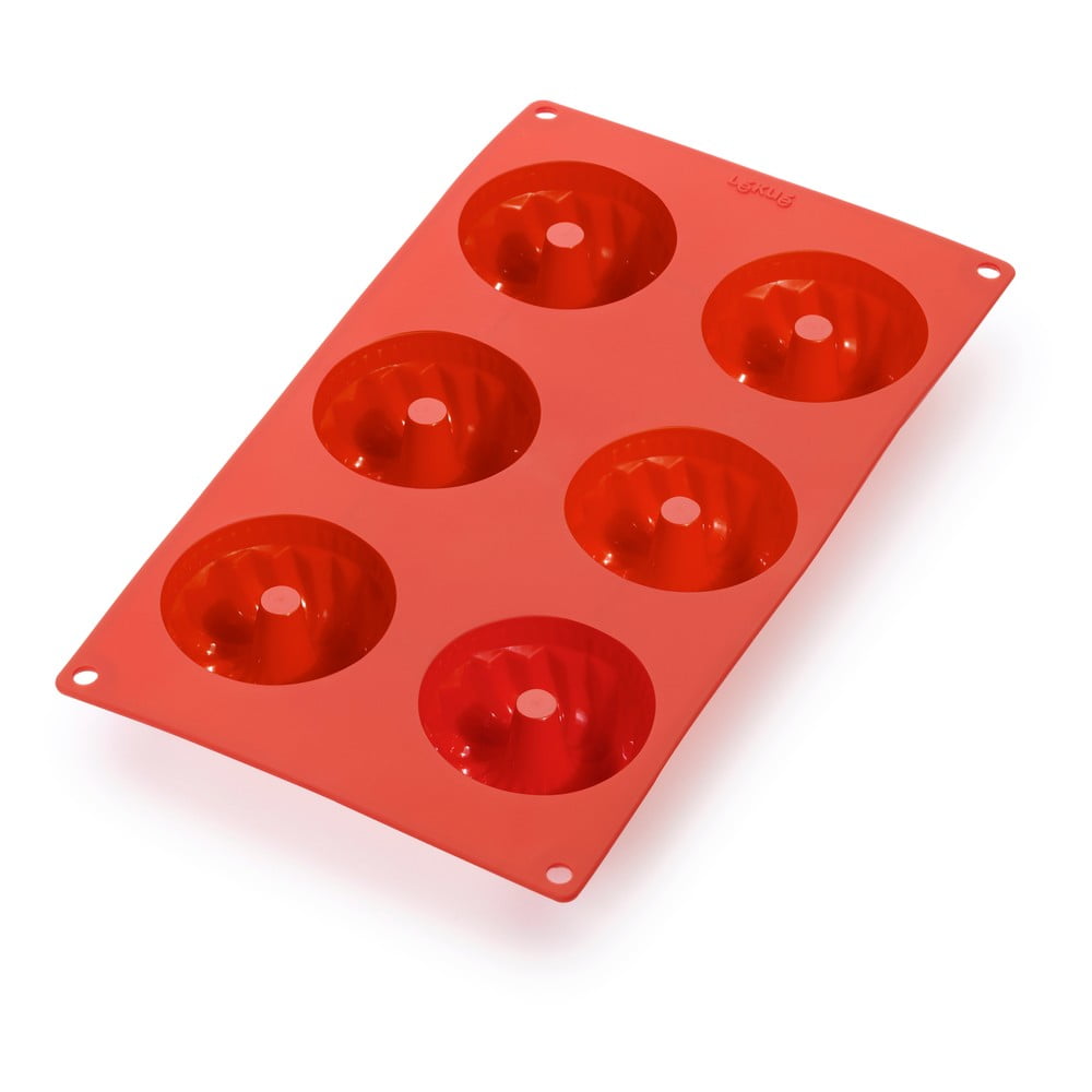 Červená silikonová forma na 6 mini bábovek Lékué LÉKUÉ