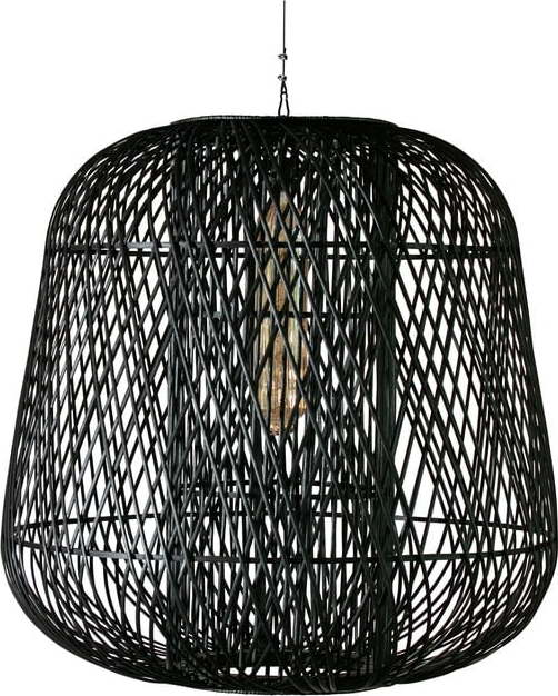 Černá závěsná lampa z bambusu WOOOD Moza