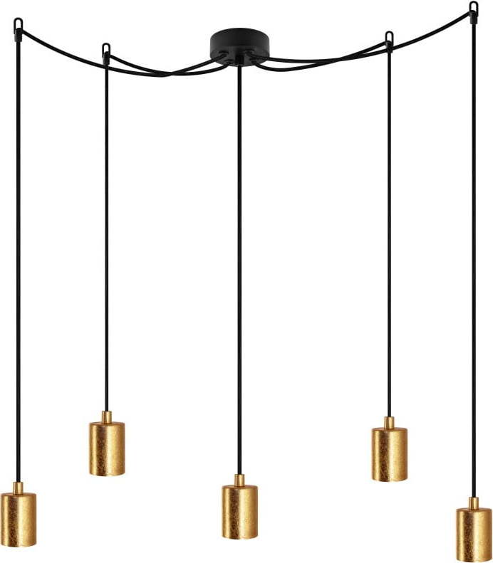 Černé pětiramenné závěsné svítidlo s detaily ve zlaté barvě Bulb Attack Cero Bulb Attack
