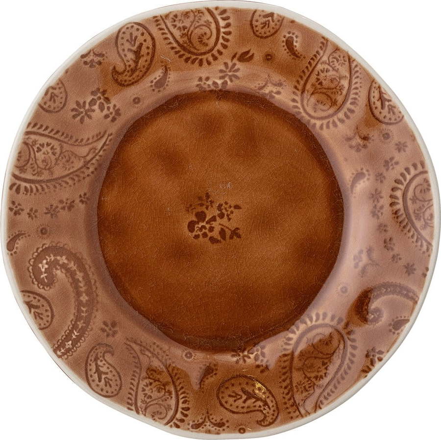 Červenohnědý dezertní talíř z kameniny Bloomingville Rani