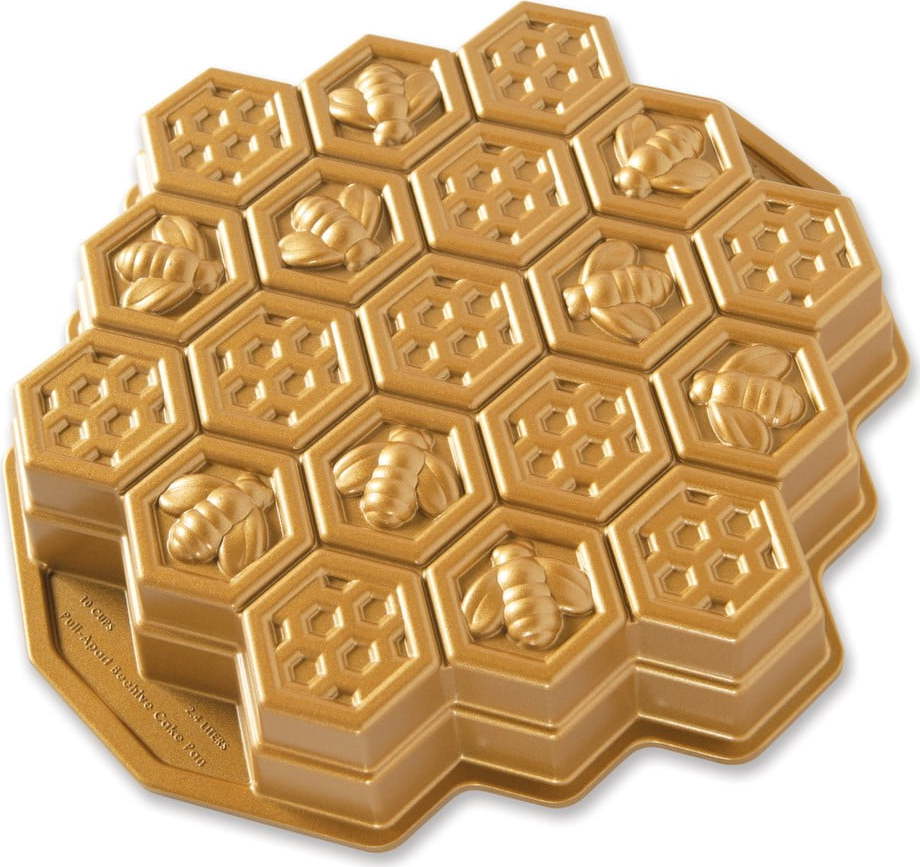 Forma na pečení ve tvaru medové plástve ve zlaté barvě Nordic Ware Bee