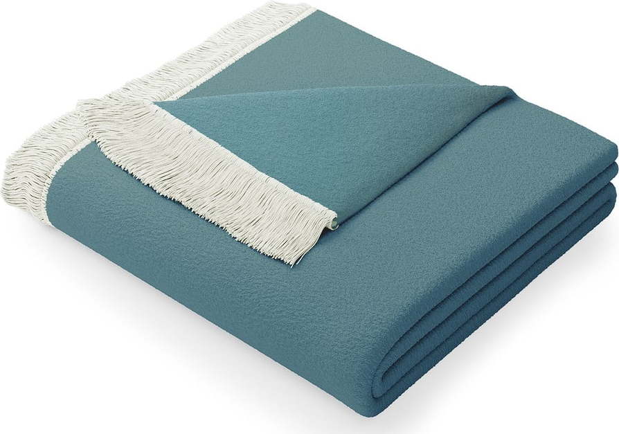 Modrá deka s příměsí bavlny AmeliaHome Franse