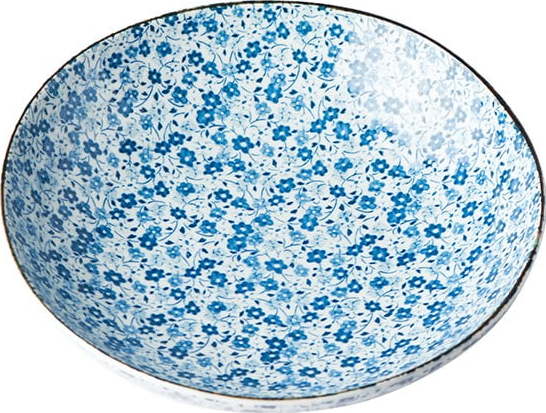 Modro-bílý keramický hluboký talíř MIJ Daisy