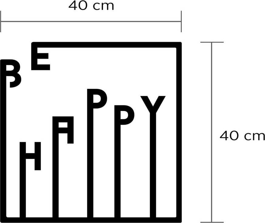 Nástěnná kovová dekorace Be Happy Homitis