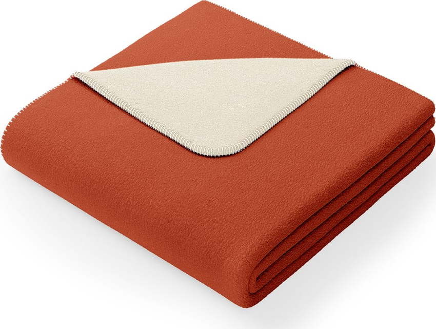 Oranžová deka s příměsí bavlny AmeliaHome Virkkuu