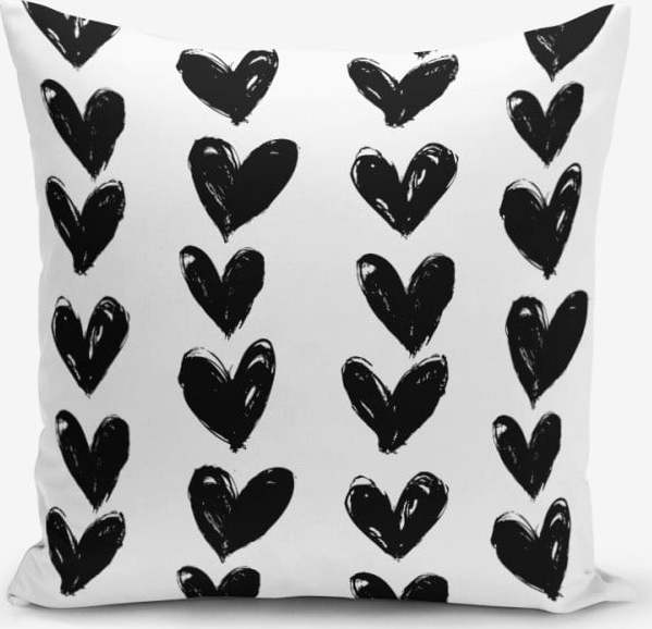 Povlak na polštář s příměsí bavlny Minimalist Cushion Covers Black Heart