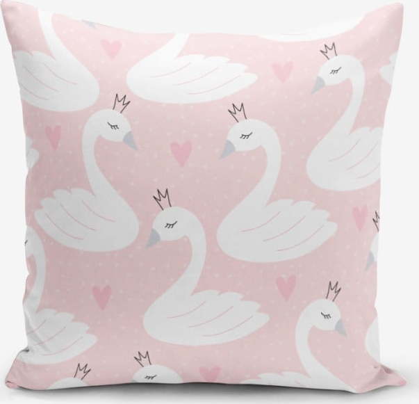 Povlak na polštář s příměsí bavlny Minimalist Cushion Covers Pink Puan Animal Theme