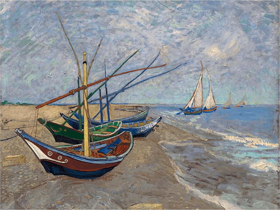Reprodukce obrazu Vincenta van Gogha - Fishing Boats on the Beach at Les Saintes-Maries-de la Mer