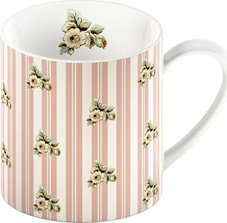 Růžový porcelánový hrnek s proužky Creative Tops Cottage Flower