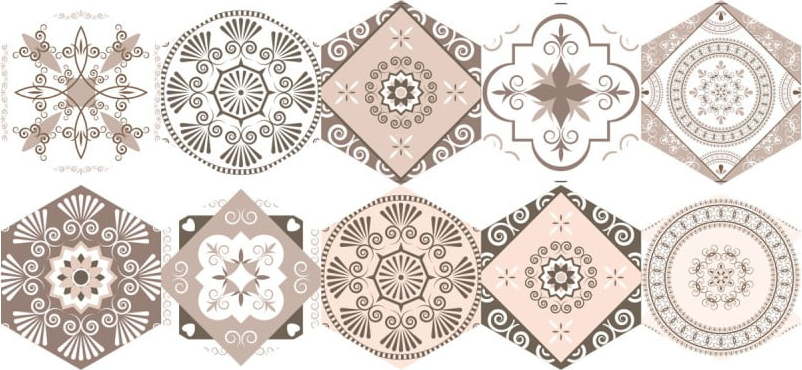 Sada 10 samolepek na podlahu Ambiance Floor Stickers Hexagons Cornalina