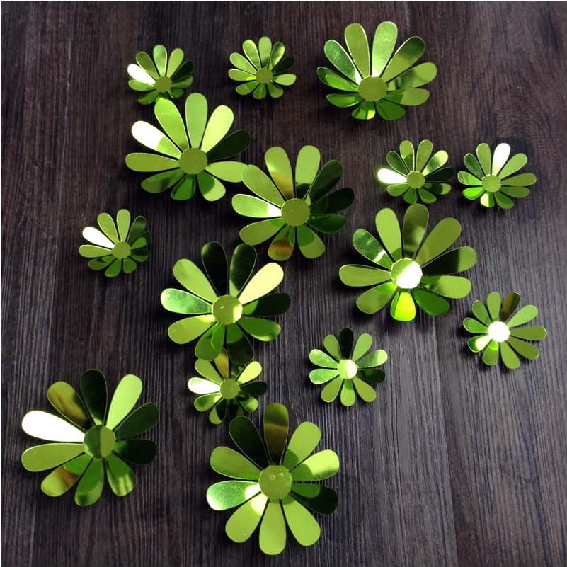 Sada 12 zelených adhezivních 3D samolepek Ambiance Flowers Chic Ambiance