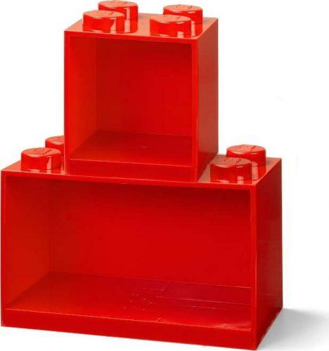 Sada 2 dětských červených nástěnných polic LEGO® Brick LEGO