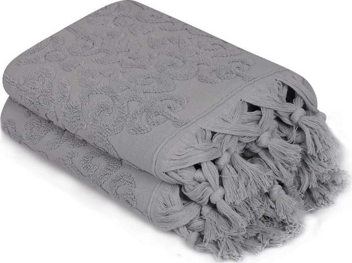Sada 2 šedých ručníků Madame Coco Bohème