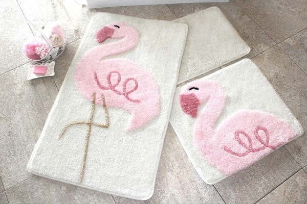 Sada 3 koupelnových předložek Pink Flamingo Chilai Home by Alessia