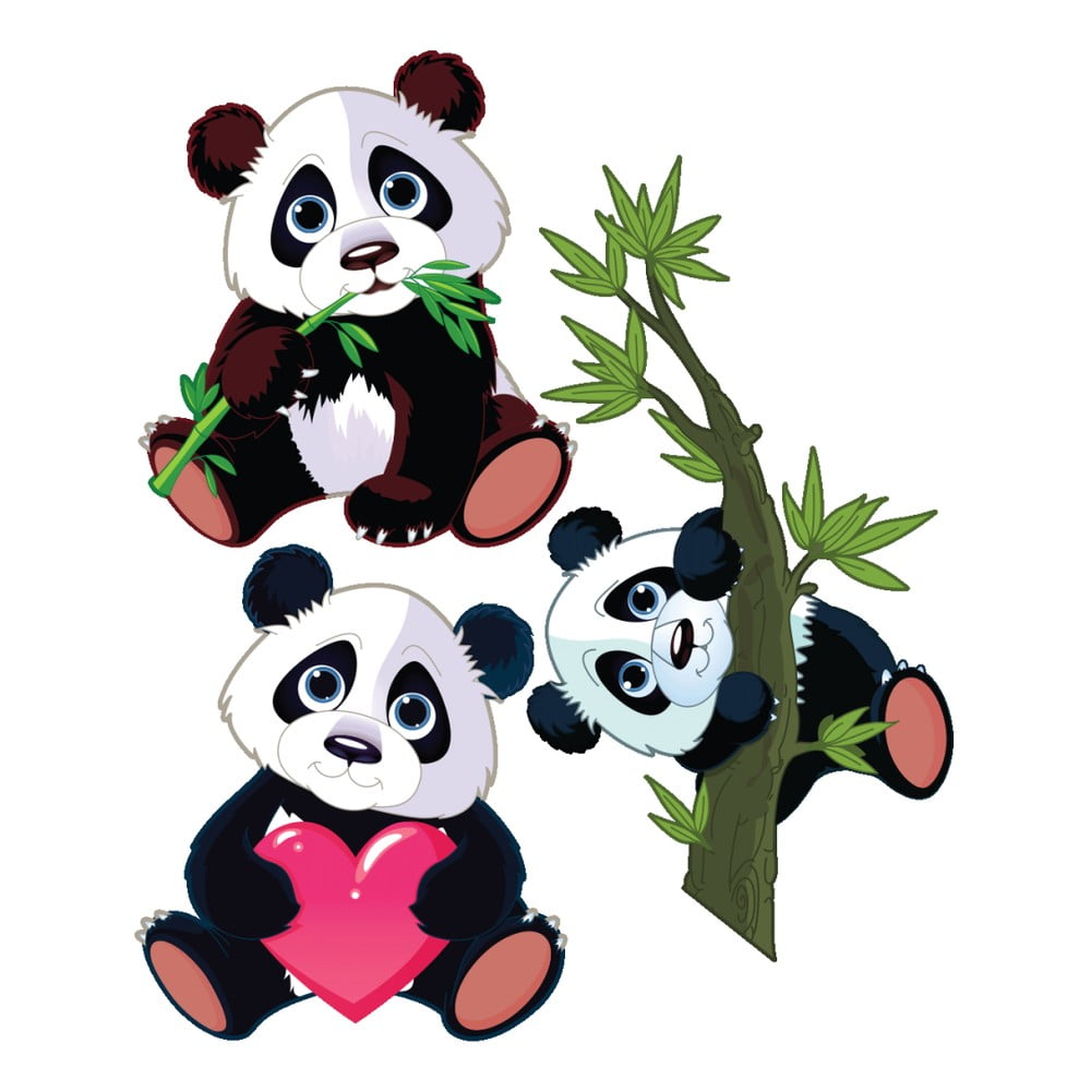 Sada 3 nástěnných dětských samolepek Ambiance Panda Ambiance
