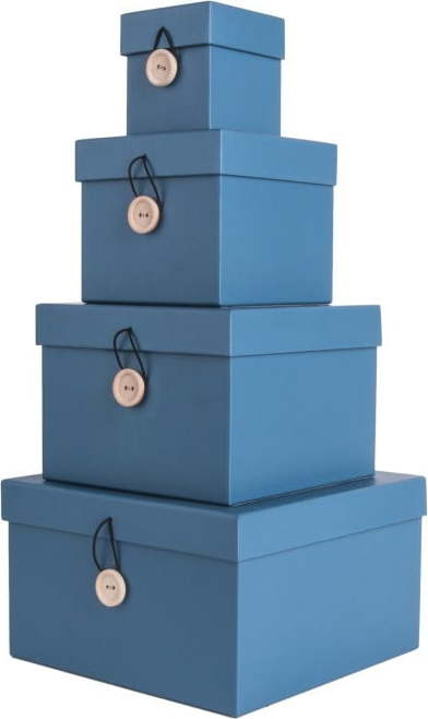 Sada 4 modrých úložných boxů s víkem PT LIVING Uniform PT LIVING