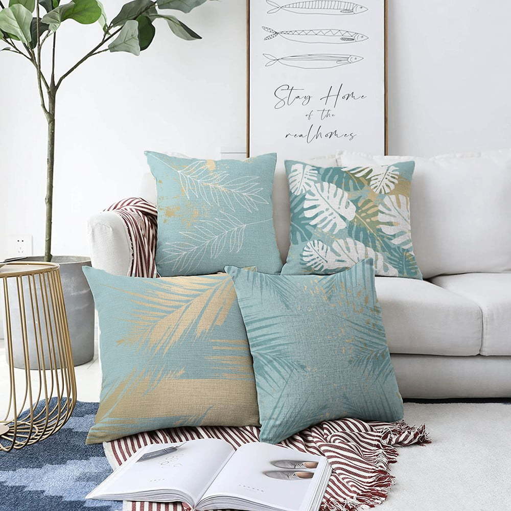 Sada 4 povlaků na polštáře Minimalist Cushion Covers Lagoon