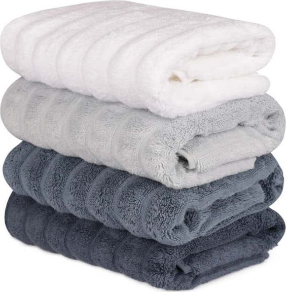 Sada 4 šedo-bílých bavlněných ručníků Sofia