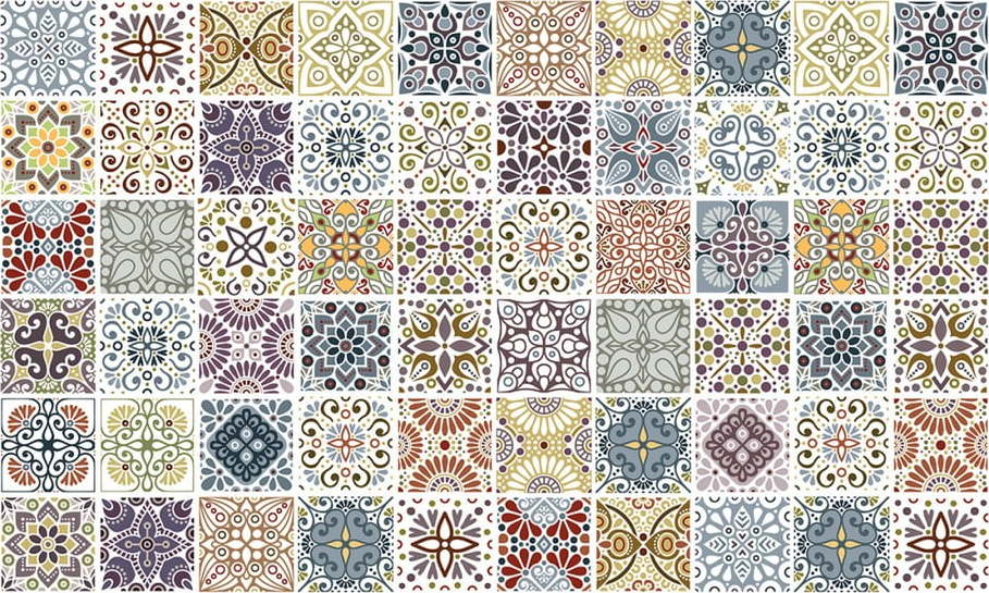 Sada 60 nástěnných samolepek Ambiance Cement Tiles Terrazzo Souzo