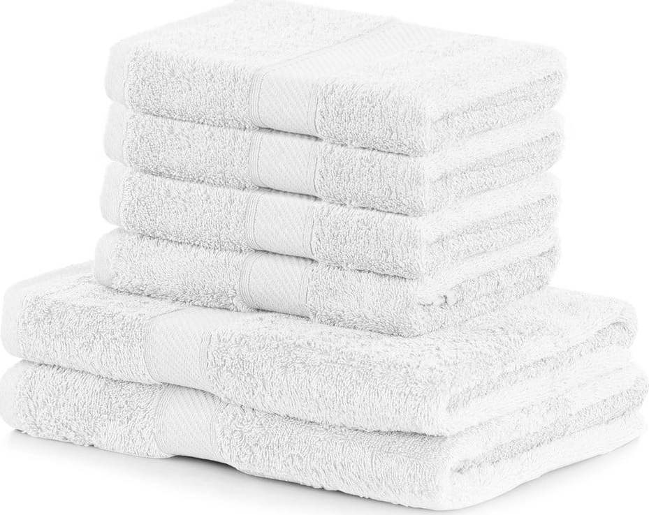 Set 2 bílých osušek a 4 ručníků AmeliaHome Bamby White AmeliaHome