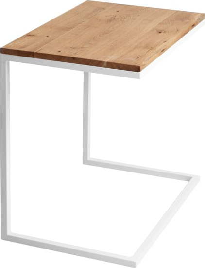 Stůl s bílým podnožím a deskou z masivního dubu Custom Form Lupe Custom Form
