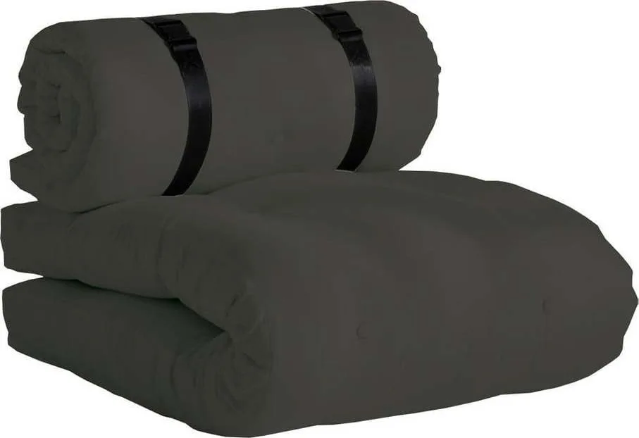 Tmavě šedé rozkládací křeslo vhodné do exteriéru Karup Design Design OUT™ Buckle Up Dark Grey