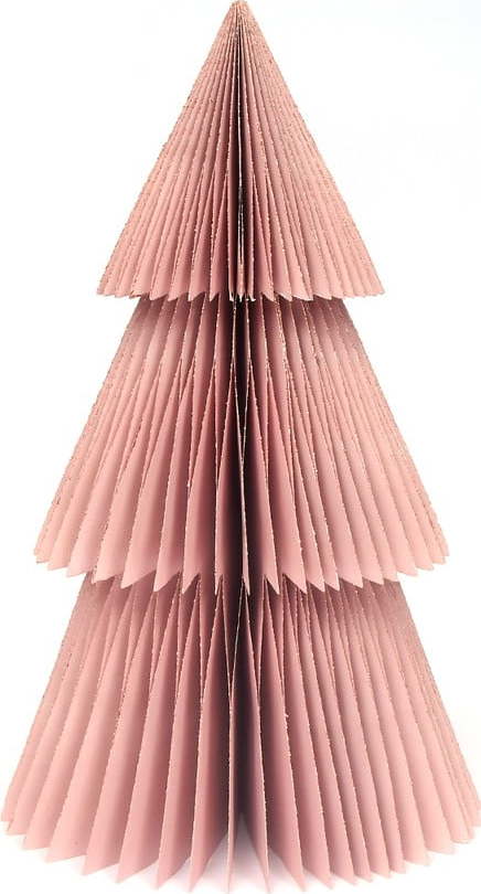 Třpytivě růžová papírová vánoční ozdoba ve tvaru stromu Only Natural