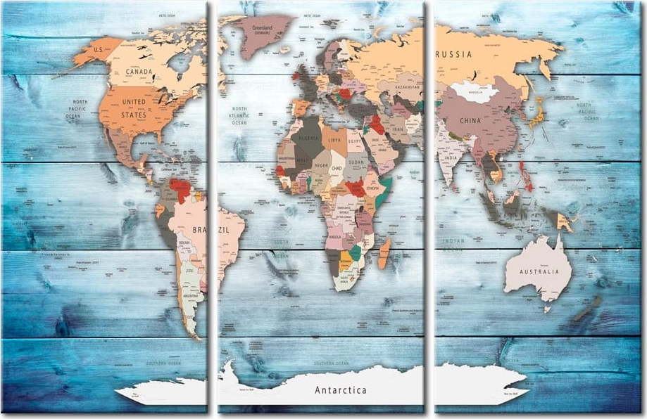 Vícedílná nástěnka s mapou světa Bimago Sapphire Travels