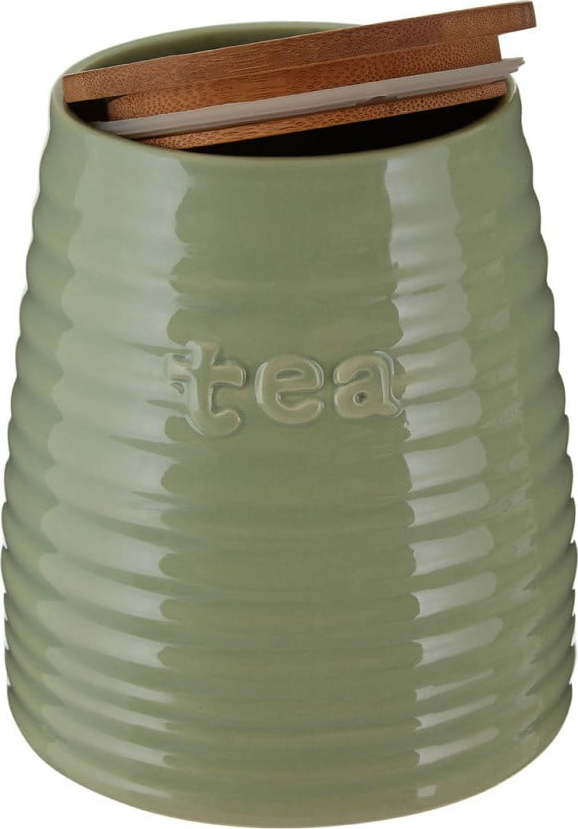 Zelená dóza na čaj s bambusovým víkem Premier Housewares Winnie