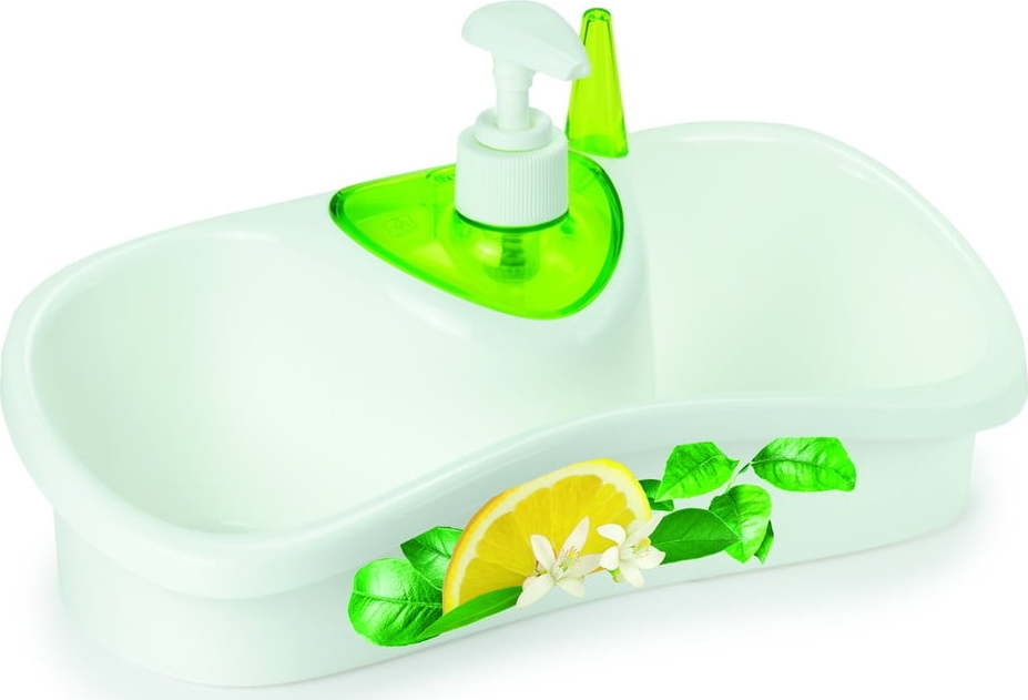 Zelený stojan na mytí nádobí s dávkovačem saponátu Snips Snips
