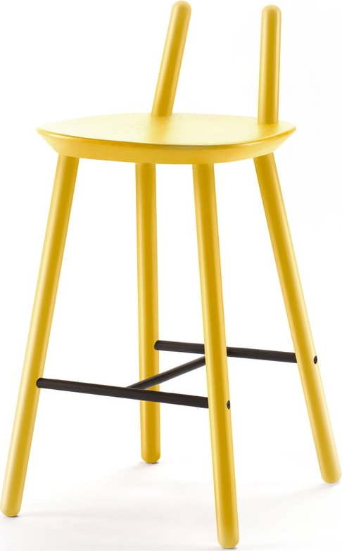 Žlutá barová židle z masivu EMKO Naïve Emko
