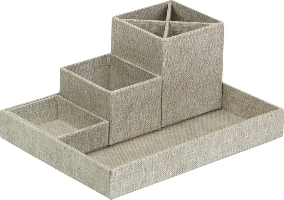 4dílný béžový stolní organizér Bigso Box of Sweden Lena