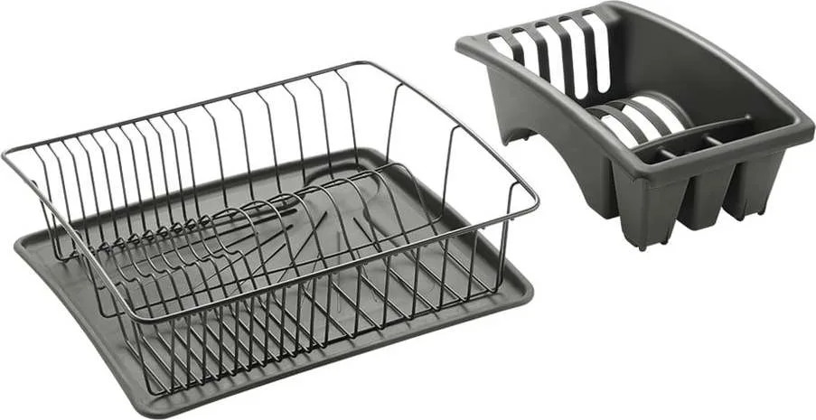 Antracitově šedý odkapávač z nerezové oceli Metaltex Aquatexplus Lava